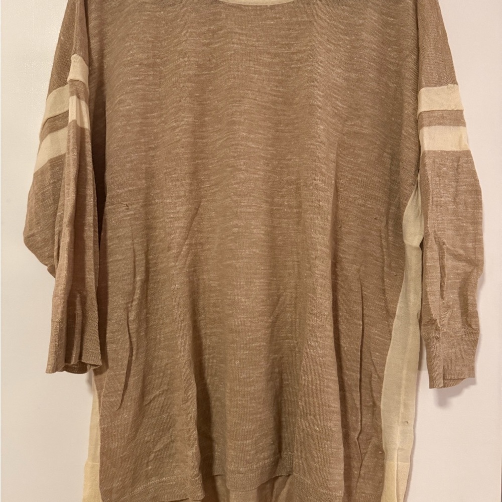 J. Crew Tan and Cream Knit Sweater, size XL